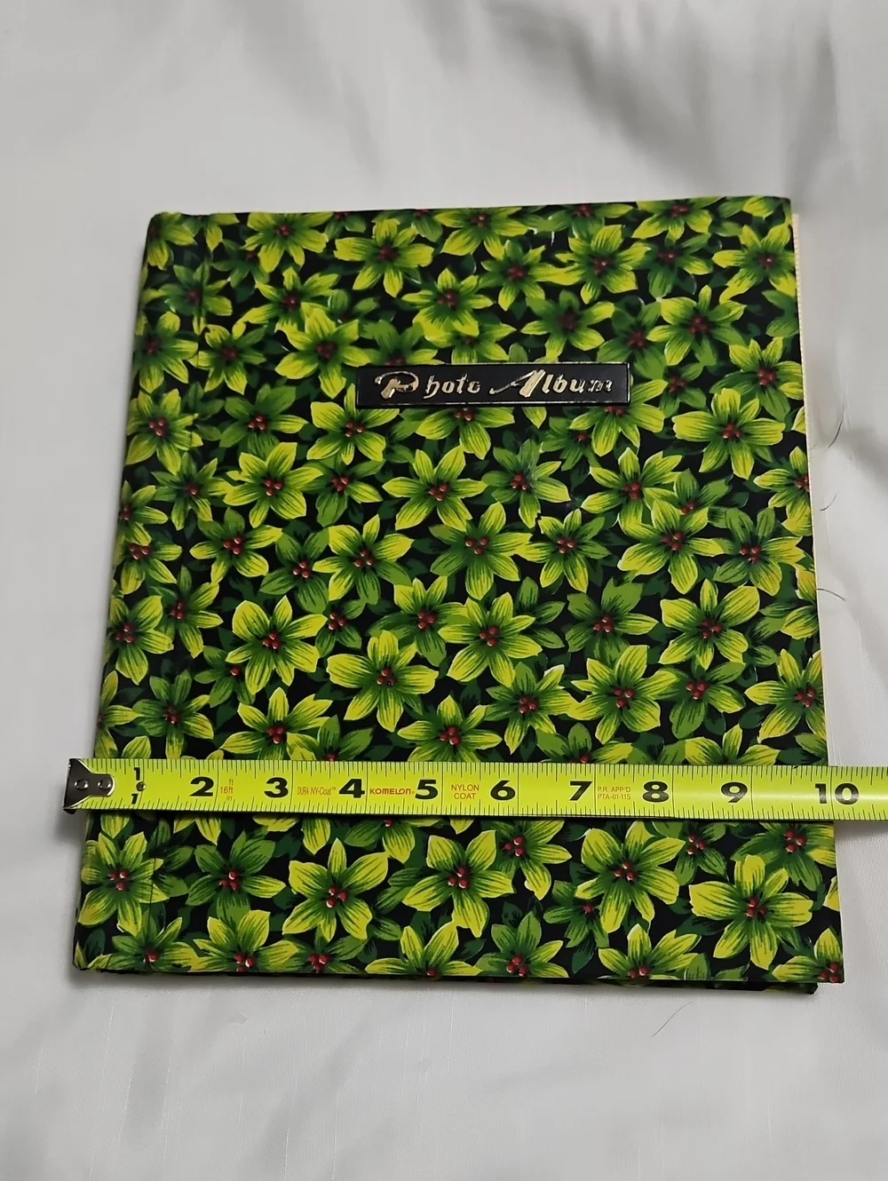 Vintage Green Floral Fabric Photo Album Scrap Book Spiral Bound Groovy